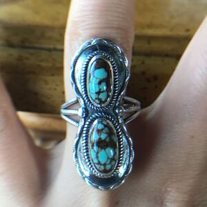 Natural Royston Blue Horizon Turquoise Sterling Silver Horseshoe Ring Size 9